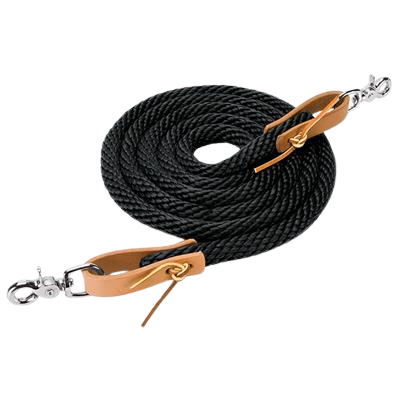 WEAVER POLY REINS BLK 5/8"