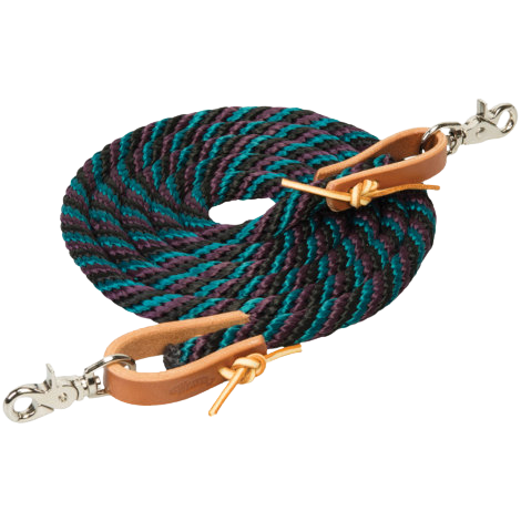 POLY ROPER REINS BLK/PLUM/TEAL