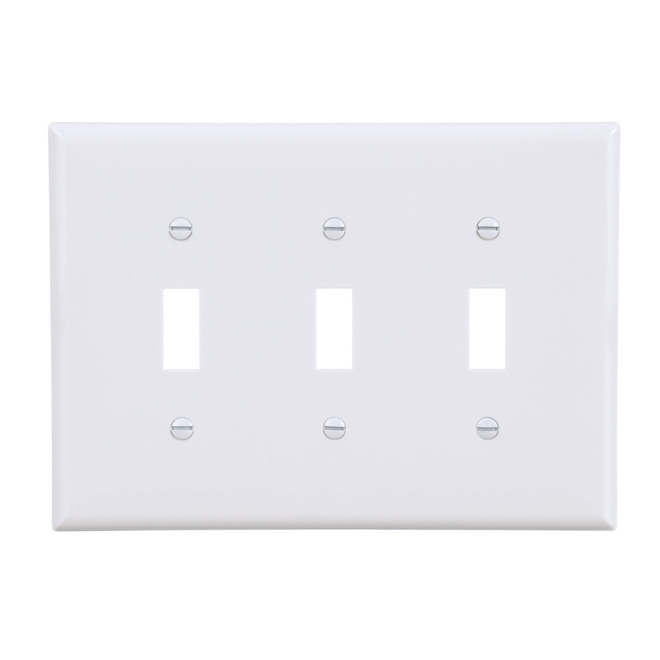 EATON TOGGLE WALL PLATE 3G MIDSIZE WHITE