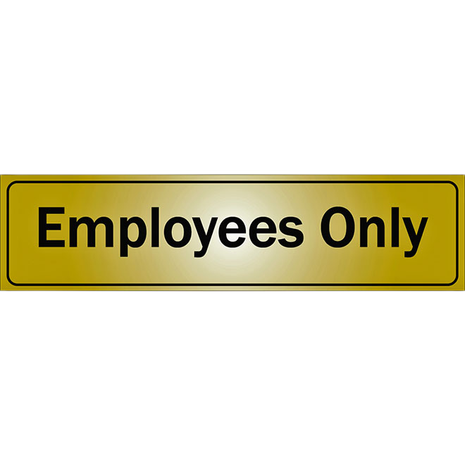 KLASSEN EMPLOYEES SIGN METAL BLACK 2"x8"
