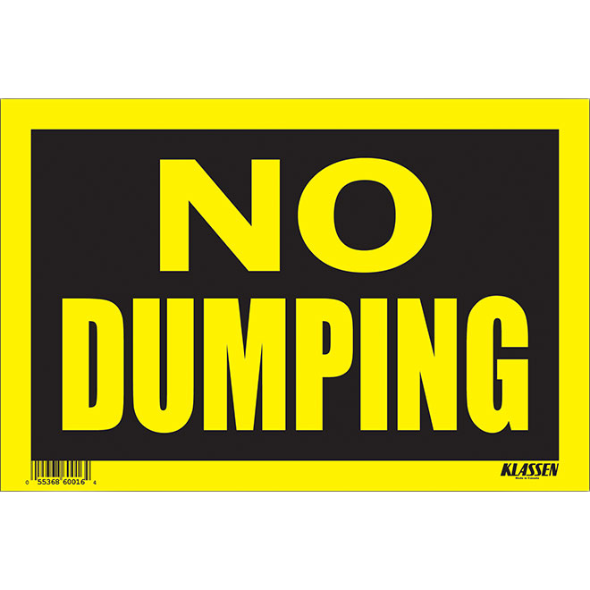 KLASSEN NO DUMPING SIGN METAL BLACK