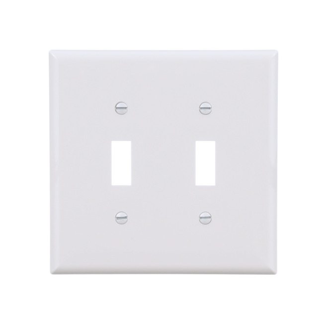 EATON 2 GANG DECO TOGGLE PLATE WHITE