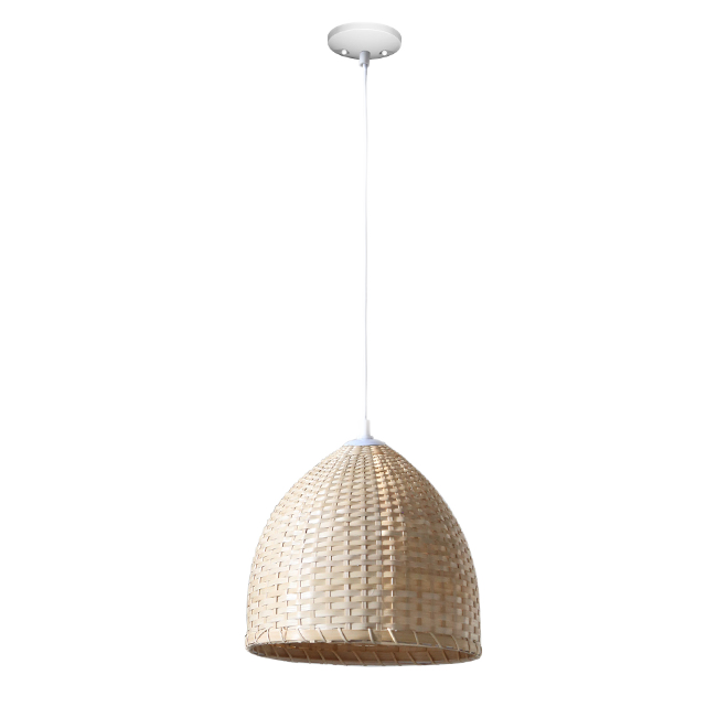 PROJECT SOURCE DOME PENDANT 1LIGHT METAL/BAMBOO BAMBOO 12"x12.25"