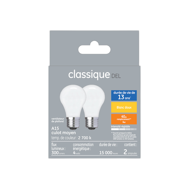 GE A15 FR LED BULB PLASTIC SOFT WHITE 4W-2/PK