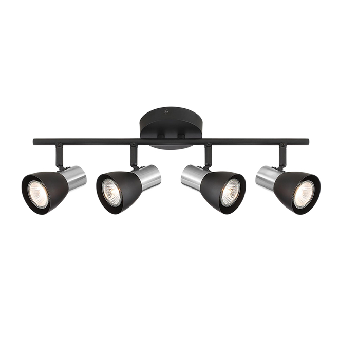 PROJECT SOURCE GU10/GZ10 TRACK LIGHT 4L METAL/GLASS BLACK/BR.NI