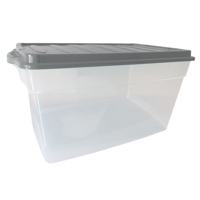 DURA STORAGE BOX PLASTIC CLEAR/GREY 38.6L