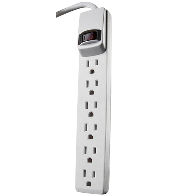 WOODS 6 OUTLET POWER BAR PLASTIC WHITE 6'