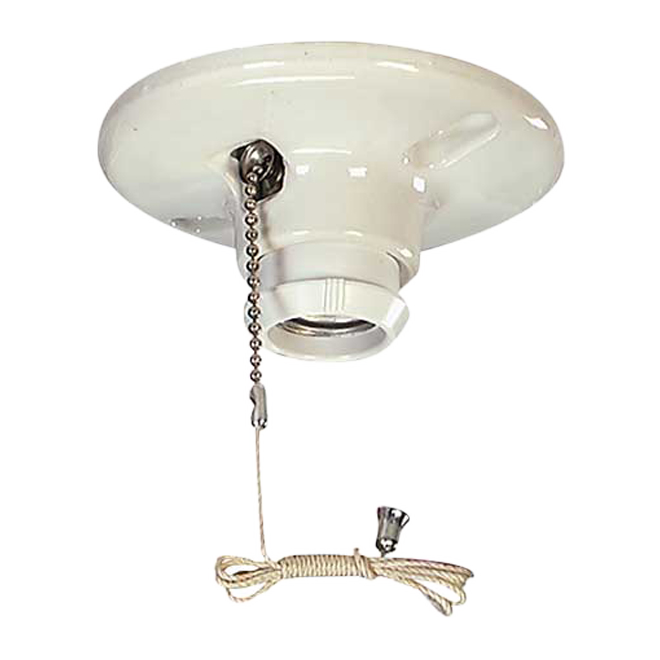 WH/PULLCHAIN LAMPHOLDER PORCELAIN WHITE 250W 250V 4"