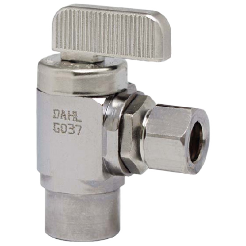 DAHL NO LEAD ANGLE BALL VALVE SOLDER/COMP CHROME PLA. 1/2x3/8"