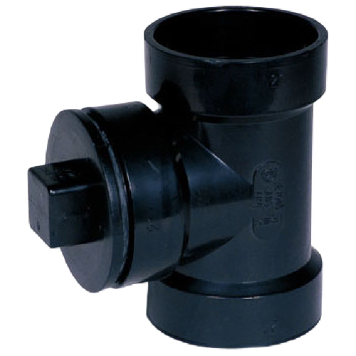IPEX HUB W/PLUG CLEANOUT TEE ABS-DWV BLACK 1 1/2"