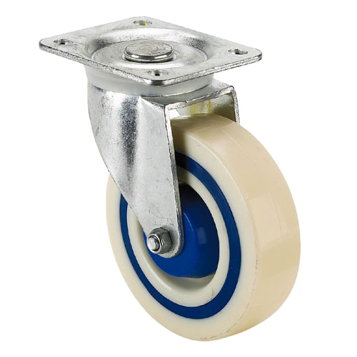 MADICO PLATE SWIVEL CASTER WHITE/BLUE 5"