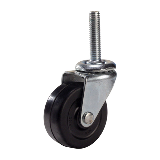 MADICO THREAD STEM SWIVEL CASTERS SOFT RUBBER BLACK 2"