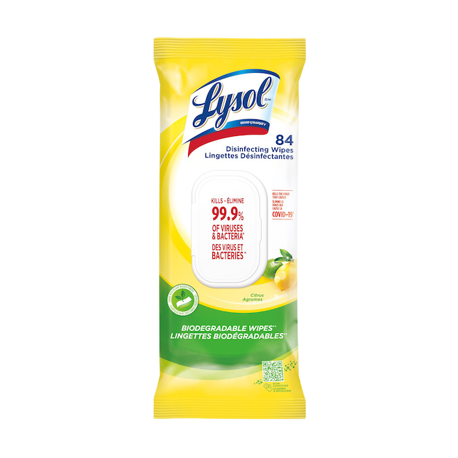 LYSOL CITRUS DISINFECTANT WIPE YELLOW 84UN