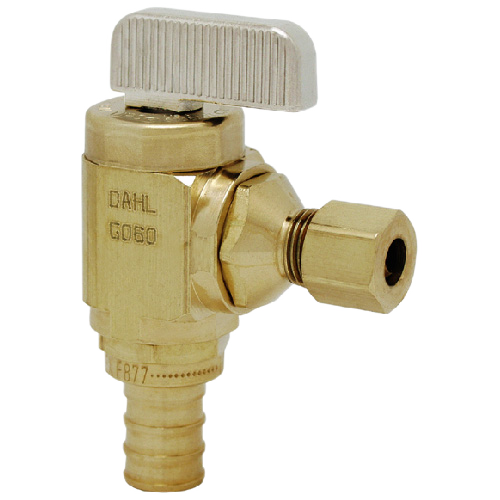 DAHL NO LEAD ANGLE VALVE PEX ROUGH BRASS 1/2x1/4" PEX