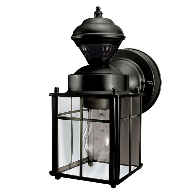 HEATH ZENITH MOTION SENS. WALLMOUNT LANTERN DOWNWARD OUT BLACK 4.4x6.6x9.5"