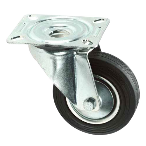 MADICO PLATE SWIVEL CASTER RUBBER BLACK 4"