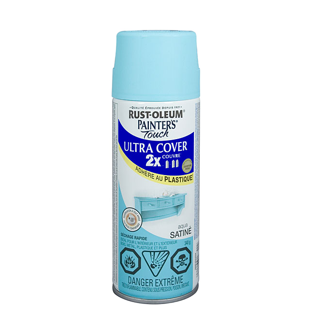 PAINTER'S TOUCH ULT.COVER 2X INT/EXT PAINT AERO.SATIN AQUA 340GR