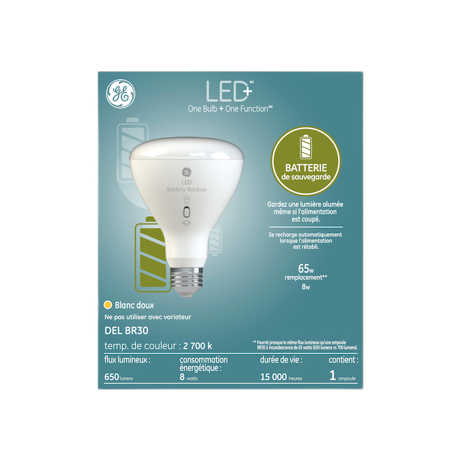 GE BR30/BA.BAC. LED BULB PLASTIC SOFT WHITE 8W