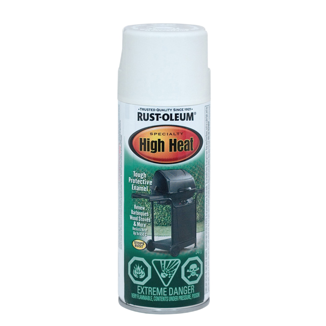 RUST-OLEUM HIGH HEAT ENAMEL PAINT ACRYLIC WHITE 340GR