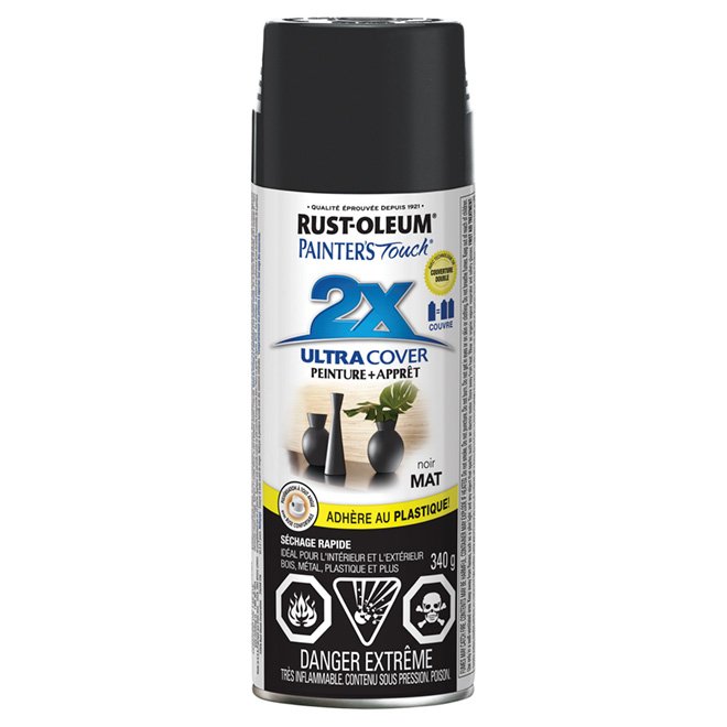 PAINTER'S TOUCH ULT.COVER 2X INT/EXT PAINT BLACK MATTE 340GR