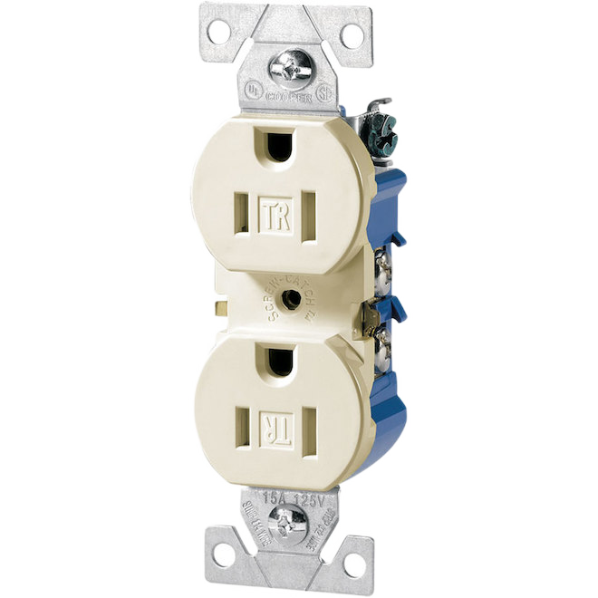 EATON DUPLEX RECEPTACLE TAMPER RES. IVORY 15AM 125V