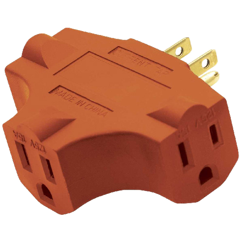 WOODS 3 OUTLETS ADAPTER 3 OUTLET PLASTIC ORANGE 15Ax1875Wx125V