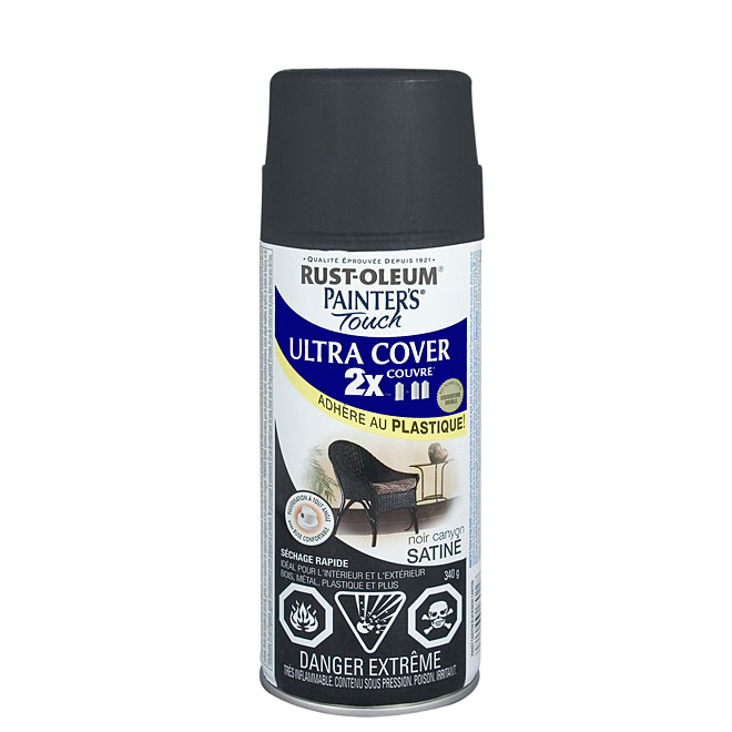 PAINTER'S TOUCH ULT.COVER 2X INT/EXT PAINT AERO.SATIN CANYON BK 340GR