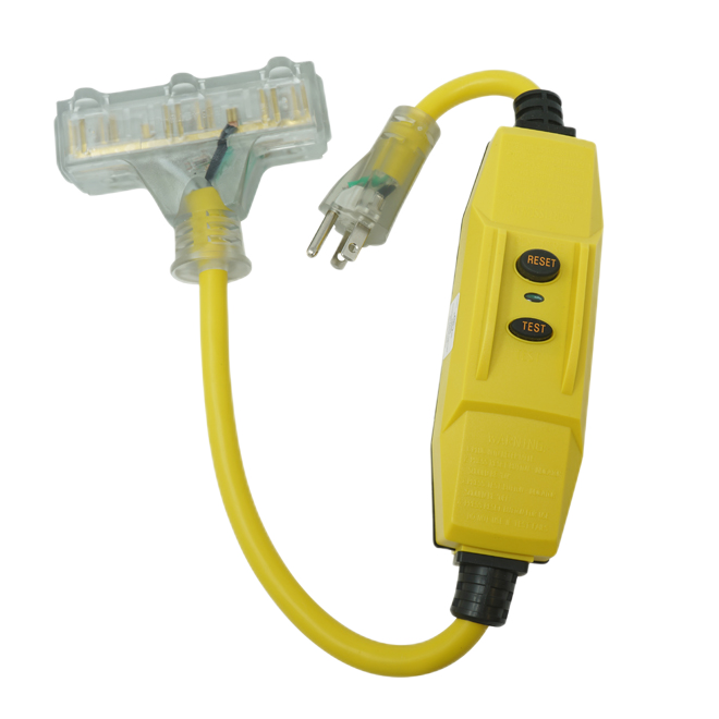 GFI TRIPLE OUTLET PLASTIC YELLOW 2'