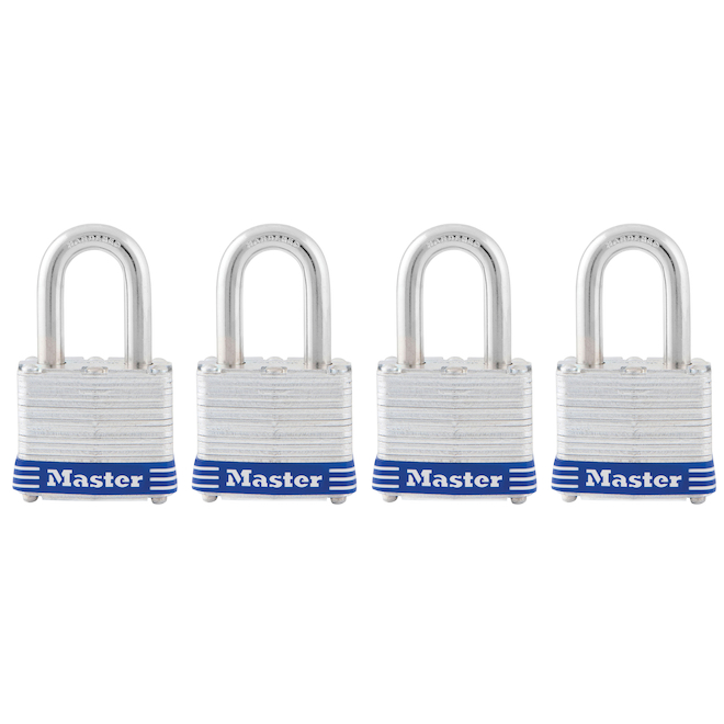 MASTER LOCK LAMINATED PADLOCK 1 9/16" 4/PK