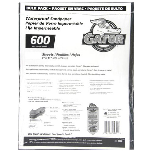 GATOR BULK SANDPAPER WATERPROOF BLACK 9x11"xGT600xPK120