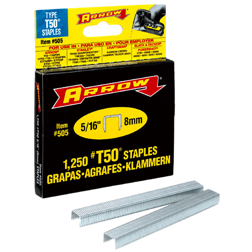 ARROW T50 STAPLES 5/16" 1250PK