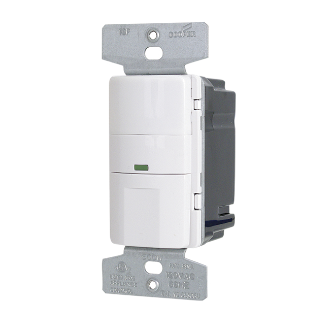 OCC. SENSOR SWITCH PLASTIC WHITE 600W 120V 180DG