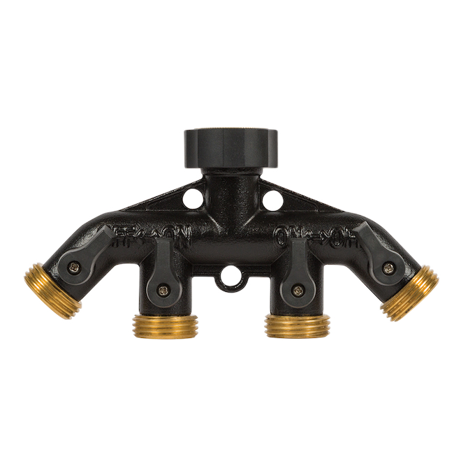 GILMOUR HEAVY-DUTY SHUT-OFF VALVE BRASS BLACK/GOLD