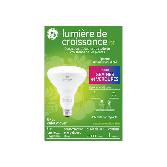 GE GROW BR30 GROW LIGHTBULB PLASTIC 9W