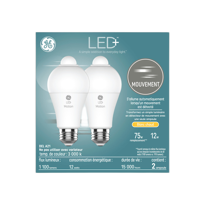 GE LED BULB A21 12W MOTN DTCT 2P