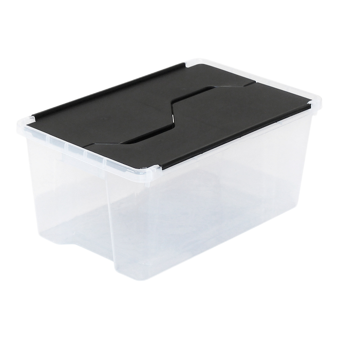 GSC Technologies FLIP TOP STORAGE BOX PLASTIC CLEAR/BLACK 25LT