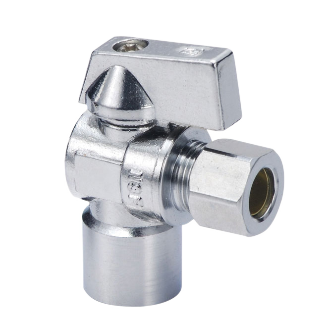 AQUA-DYNAMIC 1/4T ANGLE BALL VALVE BR. NO LEAD CHROME 1/2x3/8" OD