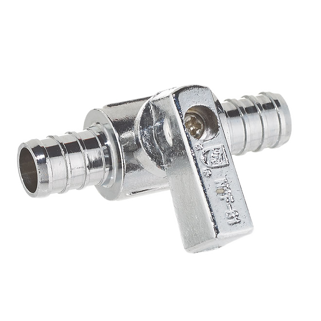 AQUA-DYNAMIC 1/4T STRGHT BALL VALVE LEAD FREE CHROME 1/2x1/2" PEX