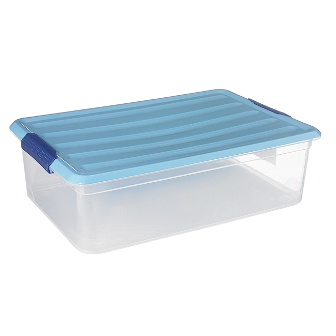 KIS LATCH STORAGE BOX PLASTIC CLEAR/BLUE 30L