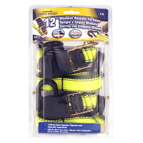 STINSON RATCHET TIE-DOWN YELLOW/BLCK 12'x2PC