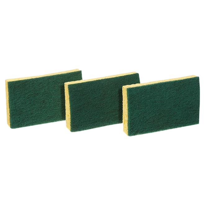 SCOTCH-BRITE HEAVY DUTY SCRUB SPONGE YELLO/GREEN 4.5x2.7"-3/PK