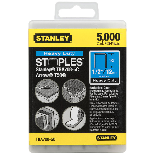 STANLEY HEAVY DUTY STAPLES STEEL GREY 1/2"xBX5000