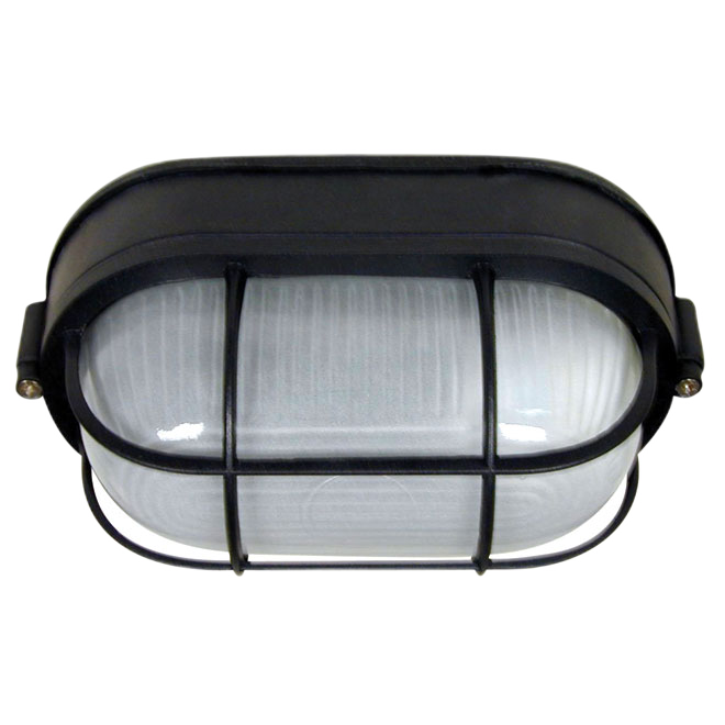 CANARM MARINE OVAL EXT.WALL LANTERN ALUM+GLASS BLACK 8 1/2x4 1/4"x1x60W