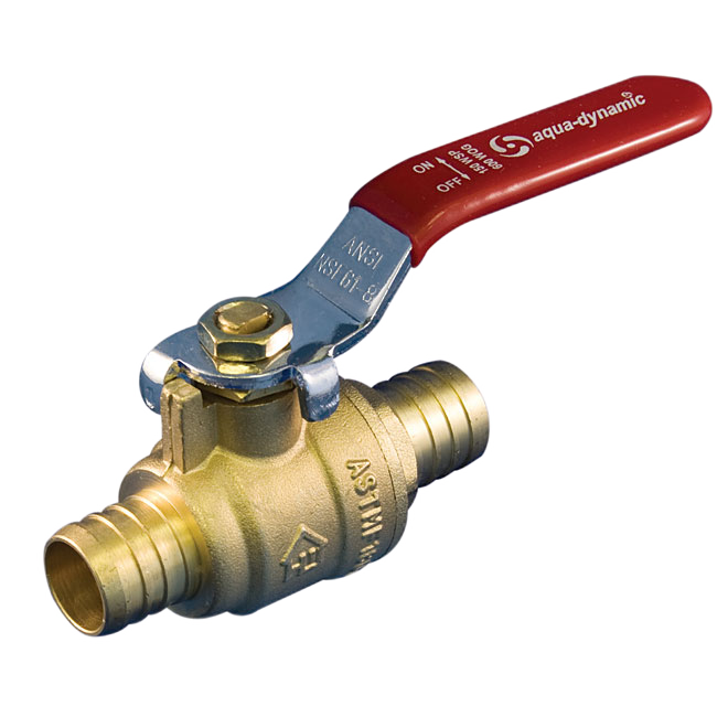 AQUA-DYNAMIC NO LEAD BALL VALVE STRGHT HANDL BRASS 1/2" PEX