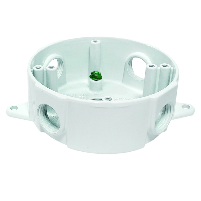 THOMAS & BETTS ROUND ROUND OUTLET BOX ALUMINIUM WHITE 5 ENTREEx1/2"xRED DOT