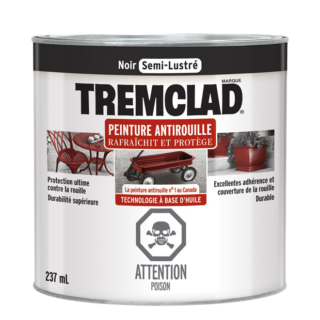 TREMCLAD SEMI-GLOSS ANTIRUST PAINT BLACK 237ML