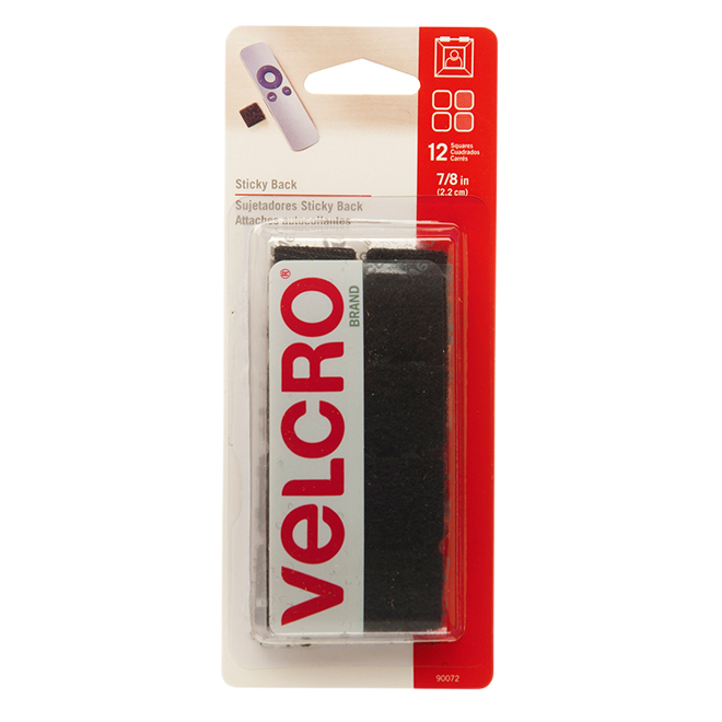 VELCRO SQUARE A-ADHES.FASTENER VELCRO BLACK 22MMx12CR