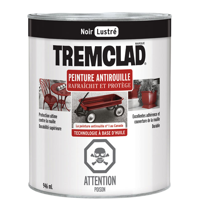 TREMCLAD GLOSS FINISH RUST PAINT GLOSS BLACK 946ML