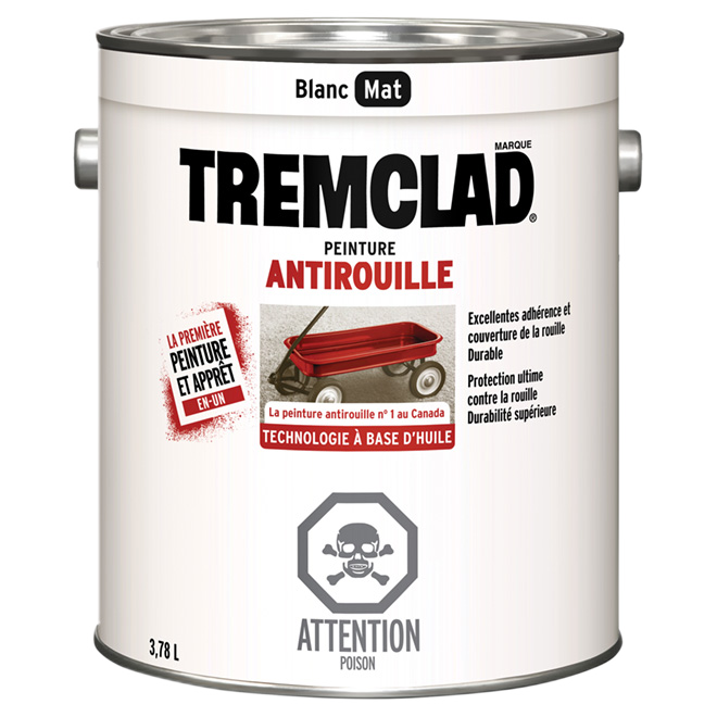 TREMCLAD FLAT FINISH RUST PAINT FLAT WHITE 3.78L