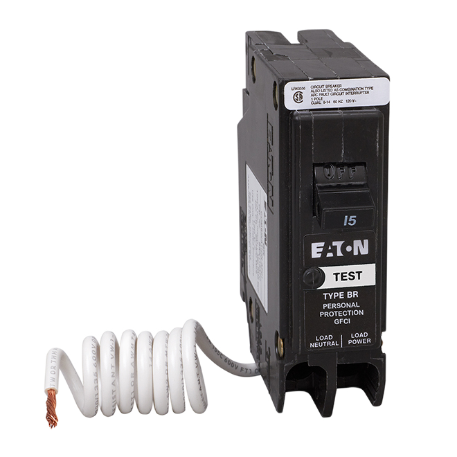 EATON BR GFCI BREAKER SINGLE-POLE BLACK 15AM